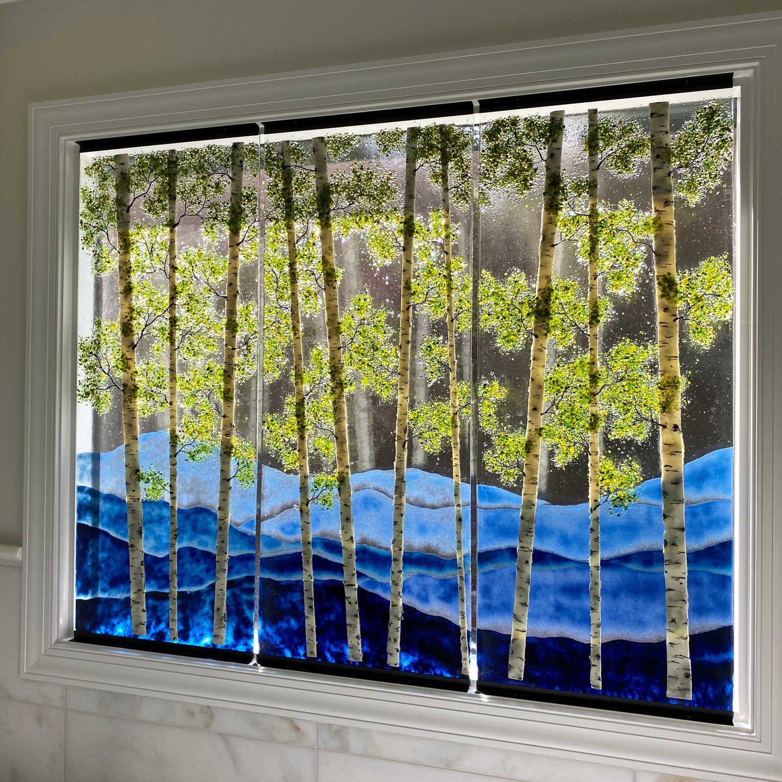 Completed Commission - Spring Aspens Triptych