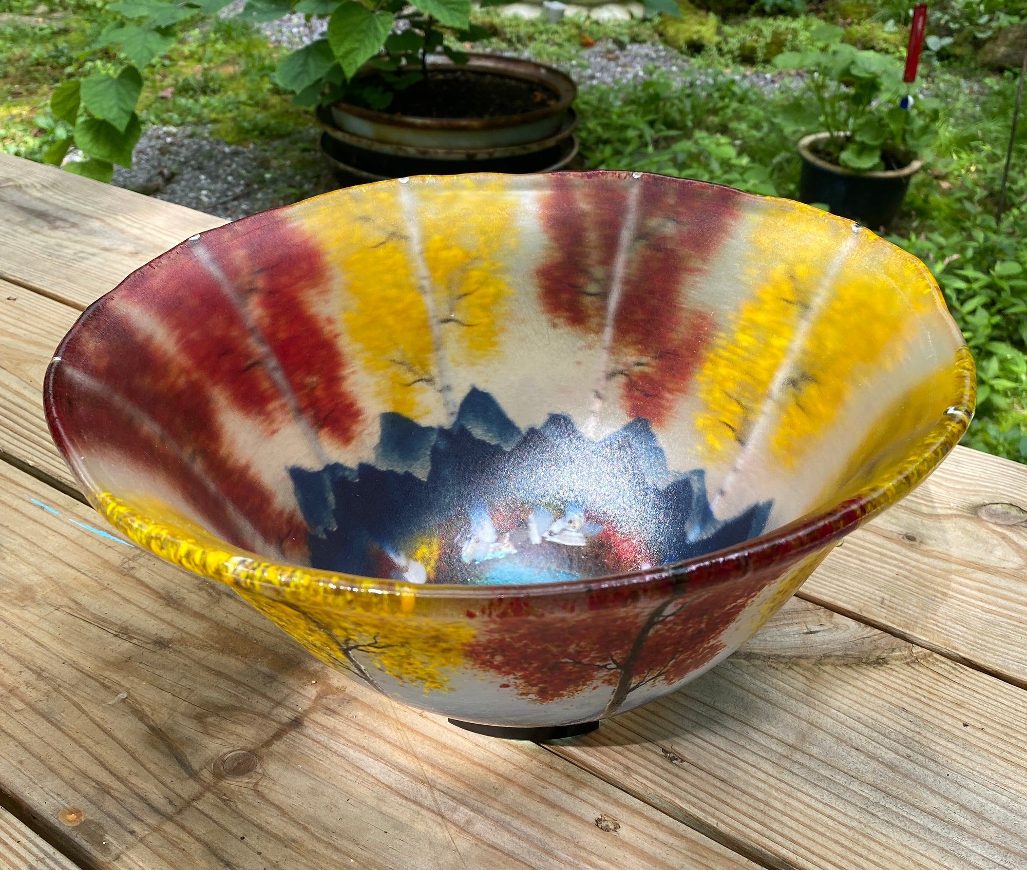 Gold &amp; Crimson Fall in the Mountains Vessel