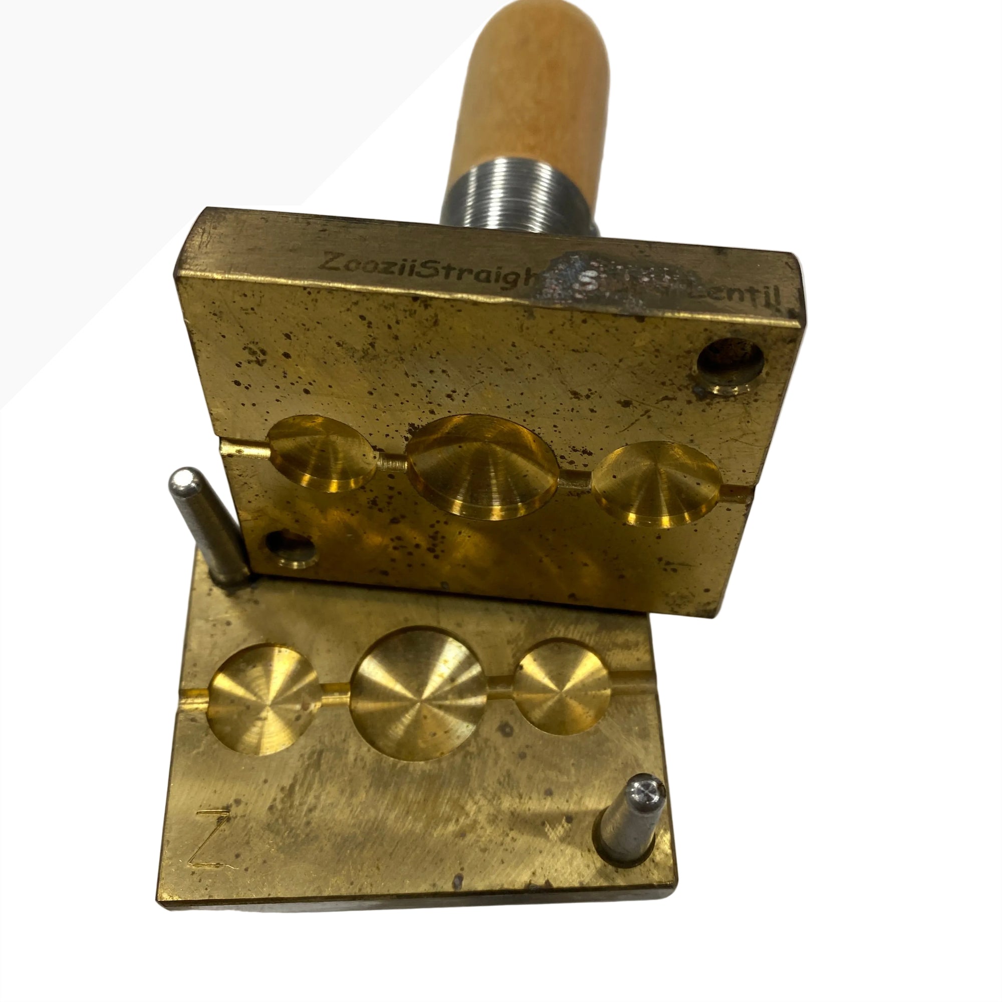 Zoozii's Straight-Sided Lentil Trio Brass Glass Bead Press