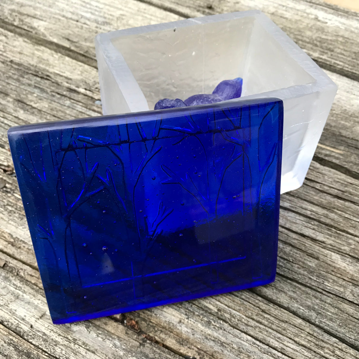 Blue Bird Glass Box