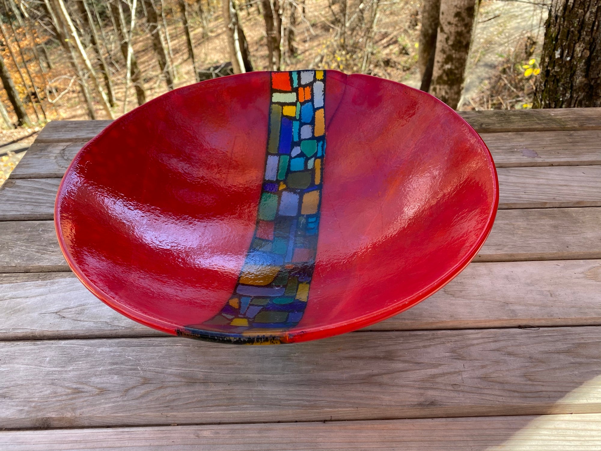 Red Convergence Mosaic Vessel